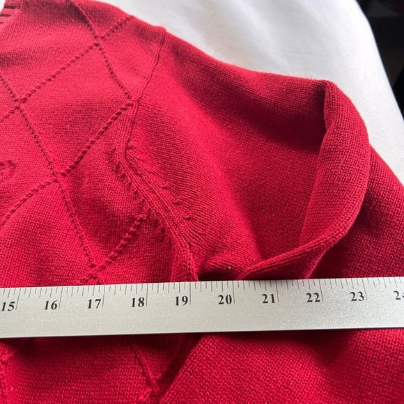 IZOD Sweater Cable Red Pullover Long Sleeve Cotton Crew Neck Mens Large - Picture 6 of 7